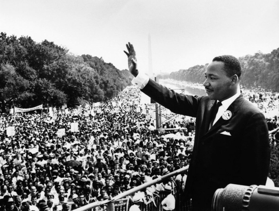 Martin Luther King Jr. addresses the huddled, tired masses at the March on Washington